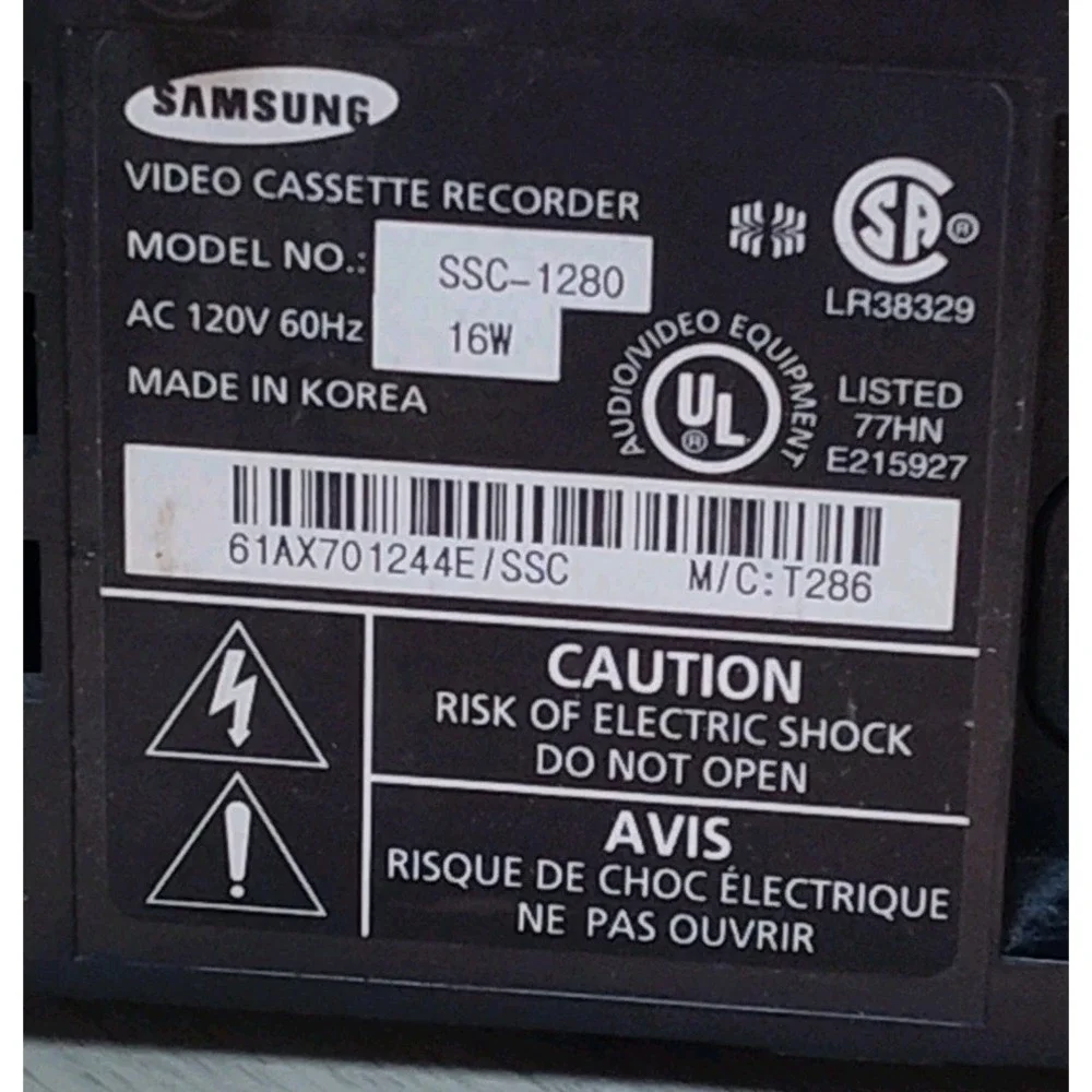 Samsung SSC-1280 Time Lapse VCR Security Video Cassette Recorder CCTV Tested